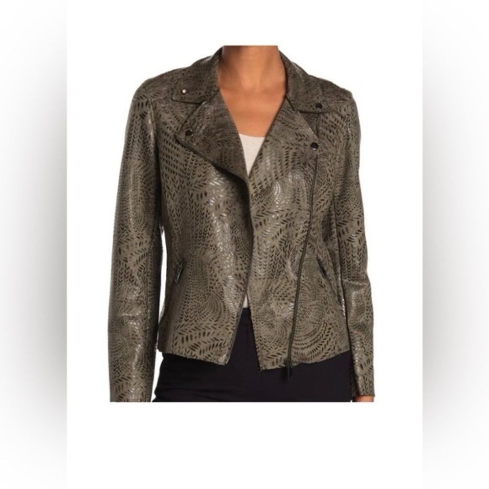 Philosophy Olive Leather Moto Style Jacket